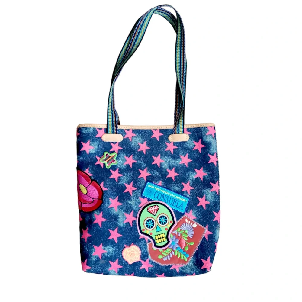 Consuela Everyday Drew Tote Skulls Roses Hearts - Picture 1 of 8
